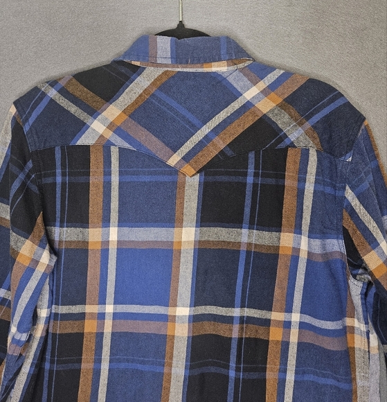 Levi's Mens Flannel Button Down Button Up Long Sleeve Blue Plaid Western Medium - Picture 5 of 13